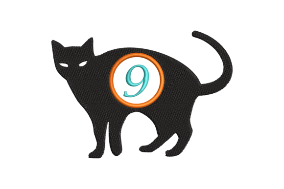 Black Cat Number 9: A Charming Back-to-School Embroidery Pick