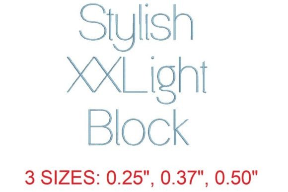 Stylish XXLight Block Embroidery Font